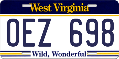 WV license plate OEZ698