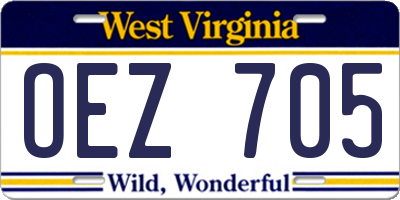WV license plate OEZ705