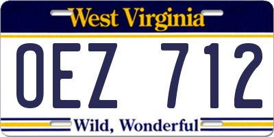 WV license plate OEZ712