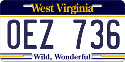 WV license plate OEZ736