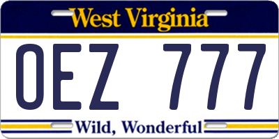 WV license plate OEZ777