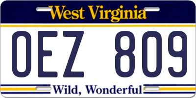 WV license plate OEZ809