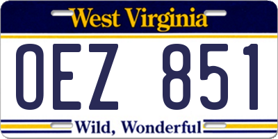 WV license plate OEZ851