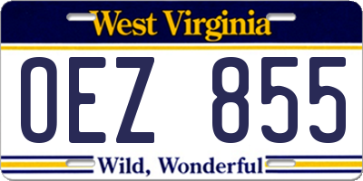 WV license plate OEZ855