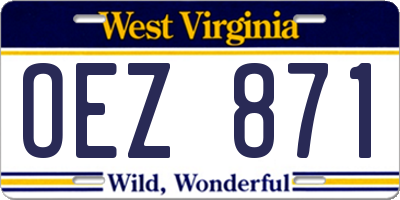 WV license plate OEZ871