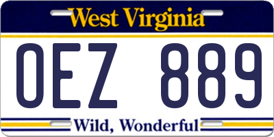 WV license plate OEZ889
