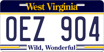 WV license plate OEZ904