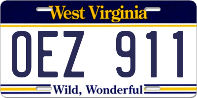 WV license plate OEZ911