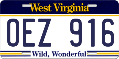 WV license plate OEZ916