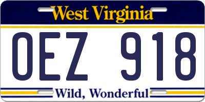 WV license plate OEZ918