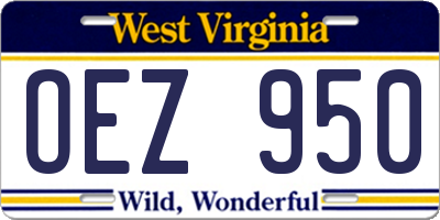 WV license plate OEZ950