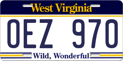 WV license plate OEZ970