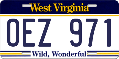 WV license plate OEZ971