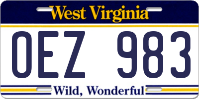 WV license plate OEZ983