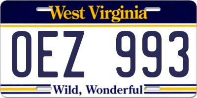WV license plate OEZ993