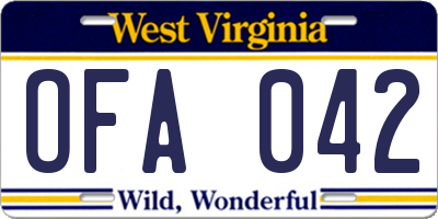 WV license plate OFA042