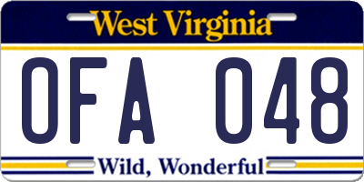 WV license plate OFA048