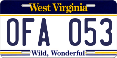 WV license plate OFA053