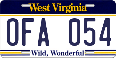 WV license plate OFA054