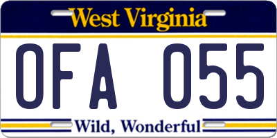WV license plate OFA055