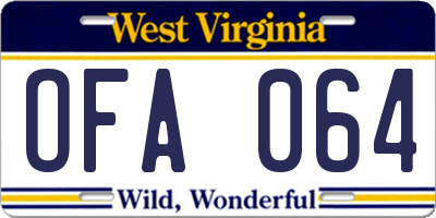 WV license plate OFA064