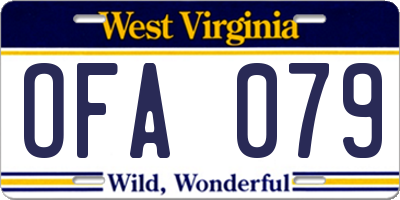 WV license plate OFA079