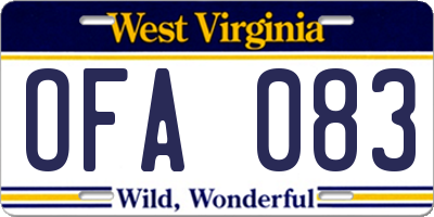 WV license plate OFA083