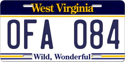 WV license plate OFA084