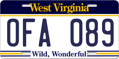 WV license plate OFA089