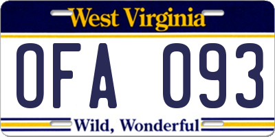 WV license plate OFA093