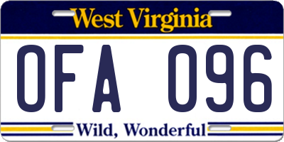 WV license plate OFA096