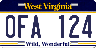 WV license plate OFA124