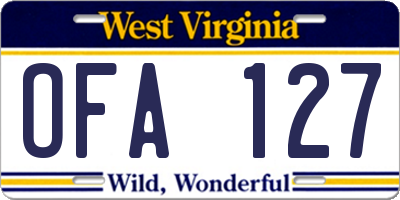 WV license plate OFA127