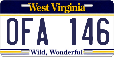 WV license plate OFA146