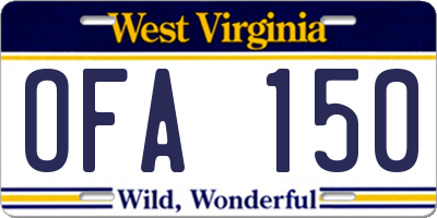 WV license plate OFA150