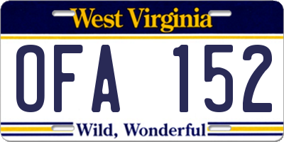 WV license plate OFA152