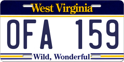 WV license plate OFA159