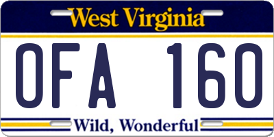 WV license plate OFA160