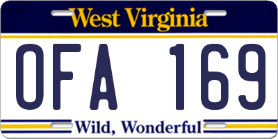 WV license plate OFA169