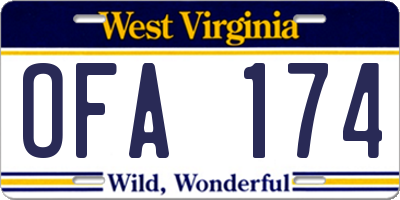 WV license plate OFA174