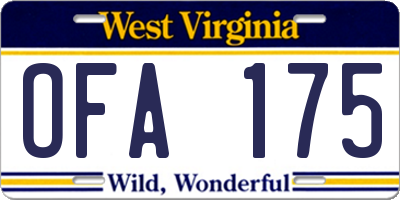 WV license plate OFA175