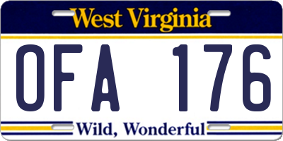 WV license plate OFA176