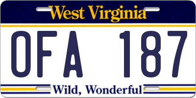 WV license plate OFA187