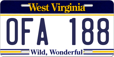 WV license plate OFA188
