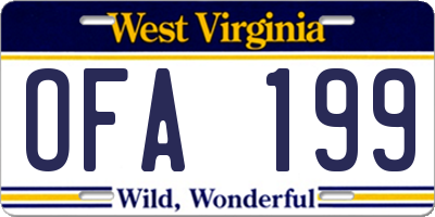 WV license plate OFA199