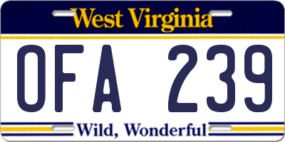 WV license plate OFA239