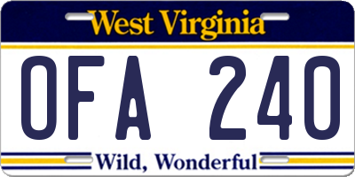 WV license plate OFA240