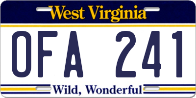 WV license plate OFA241