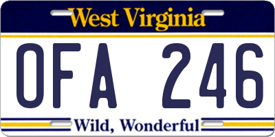 WV license plate OFA246