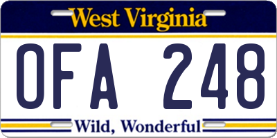 WV license plate OFA248